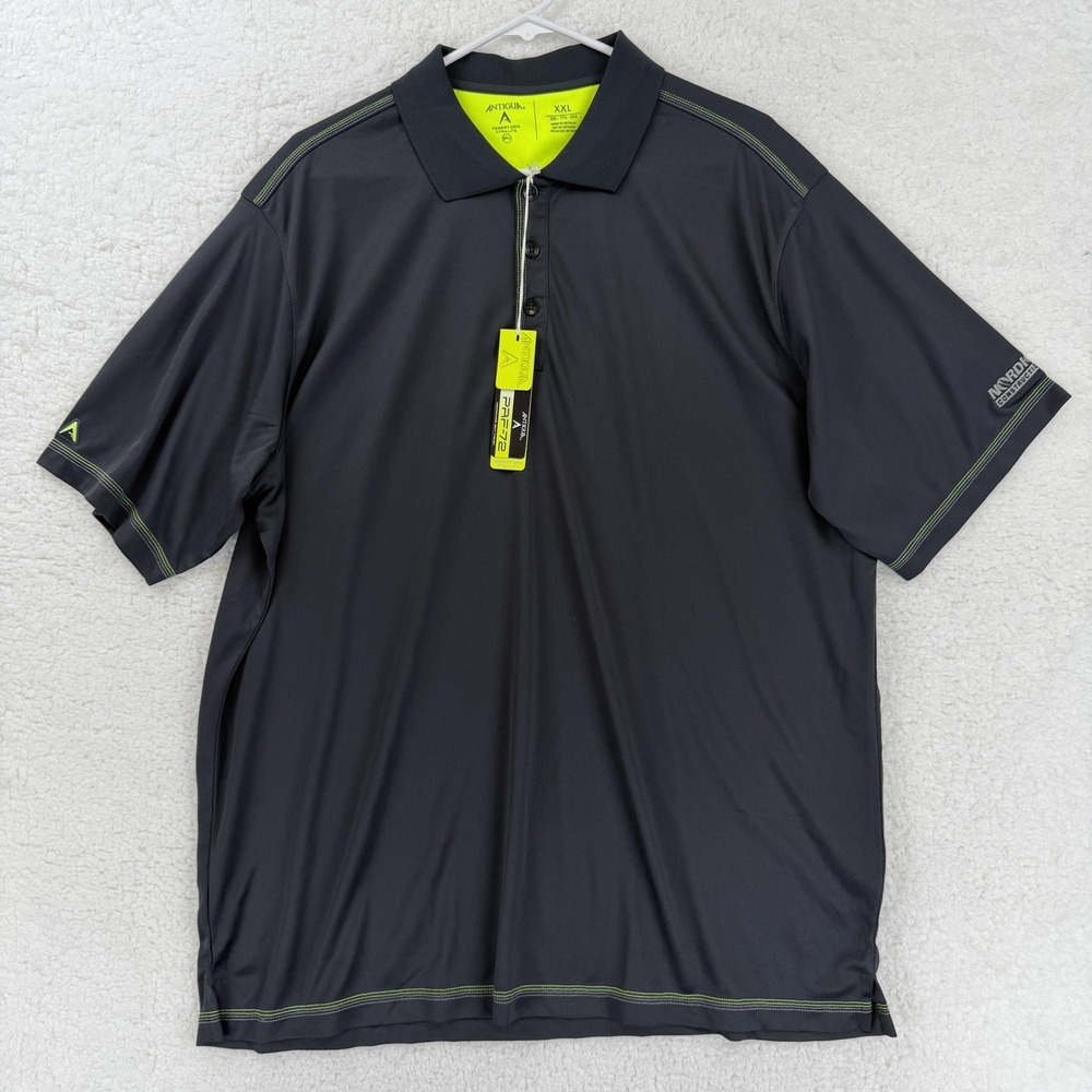 Antigua Desert Dry‎ Xtra-Lite Polo Shirt Mens 2XL Gray Nordic Golf Performance